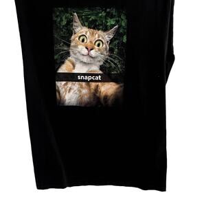 Snapcat T-shirt Men's Medium Fruit of the loom black with cat sleeveless